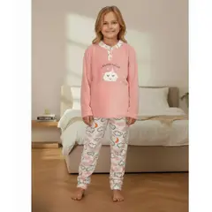 LIKE SHOP - Pijama Polar Niñas Diseños Nube y Colores Invierno 476
