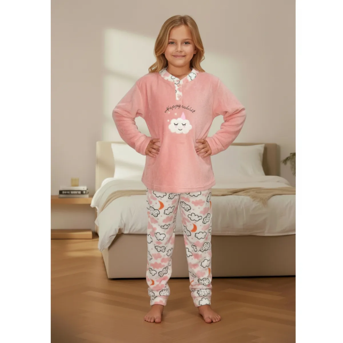 LIKE SHOP - Pijama Polar Niñas Diseños Nube y Colores Invierno 476