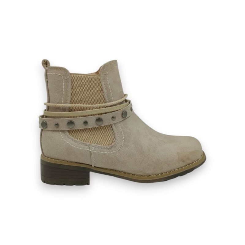HERIEL - Botín Beige Bajo Mujer