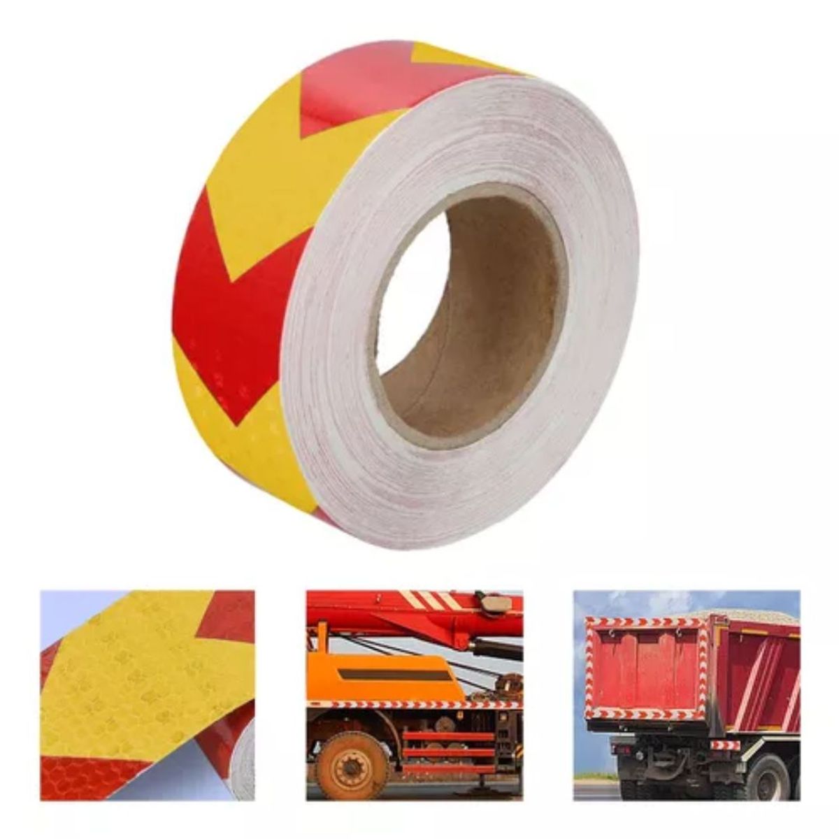 GENERICO - Cinta Reflectante Bicolor Flecha Amarillo Rojo 5cm X 25 Mts