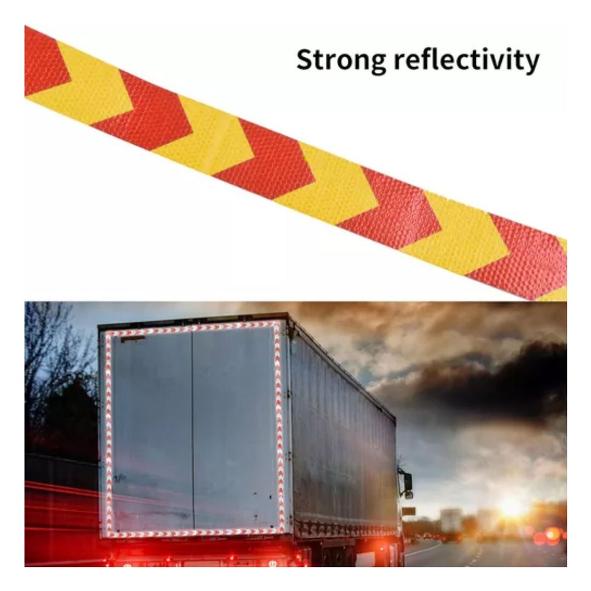 GENERICO - Cinta Reflectante Bicolor Flecha Amarillo Rojo 5cm X 25 Mts