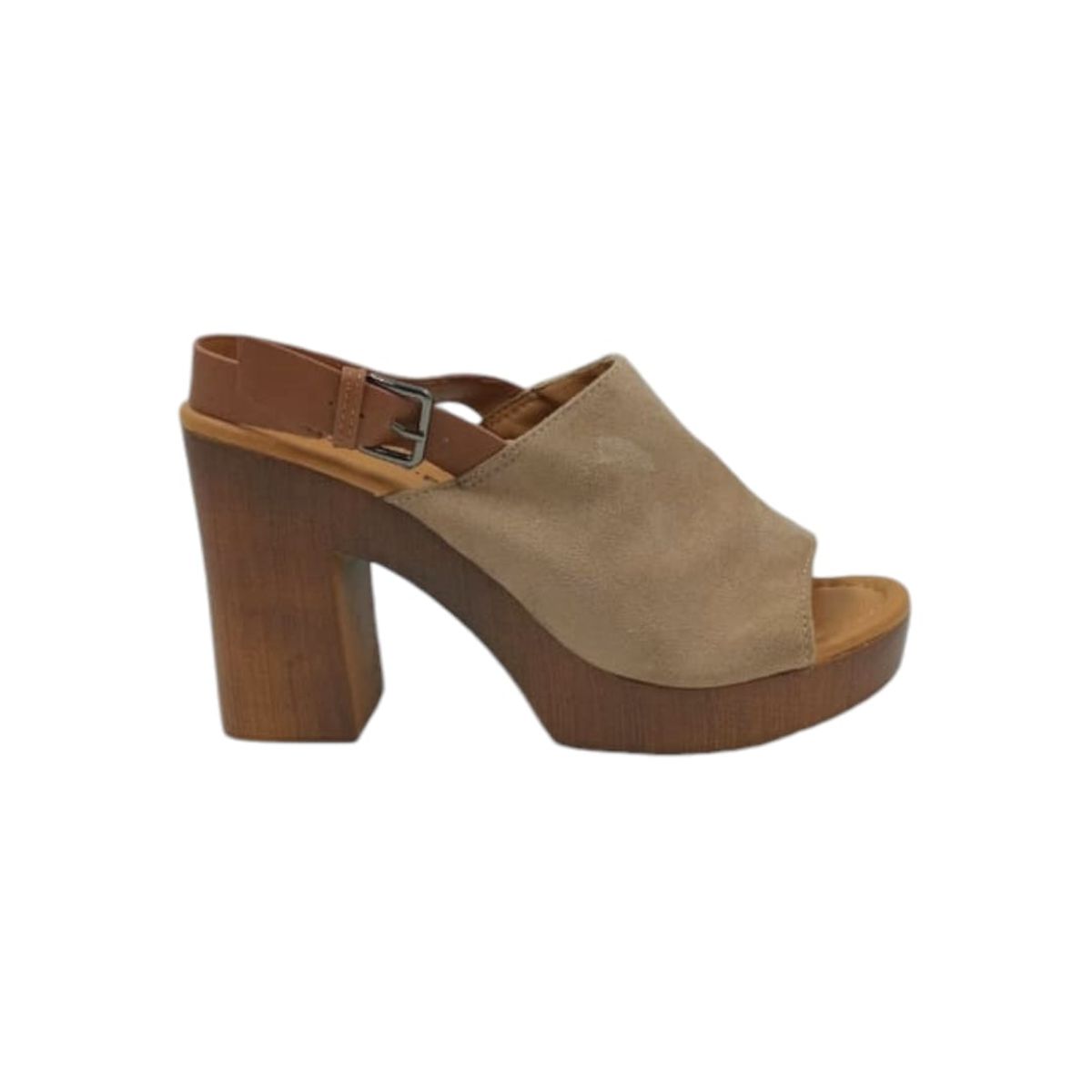 HERIEL - Sandalia Khaki Taco Mujer