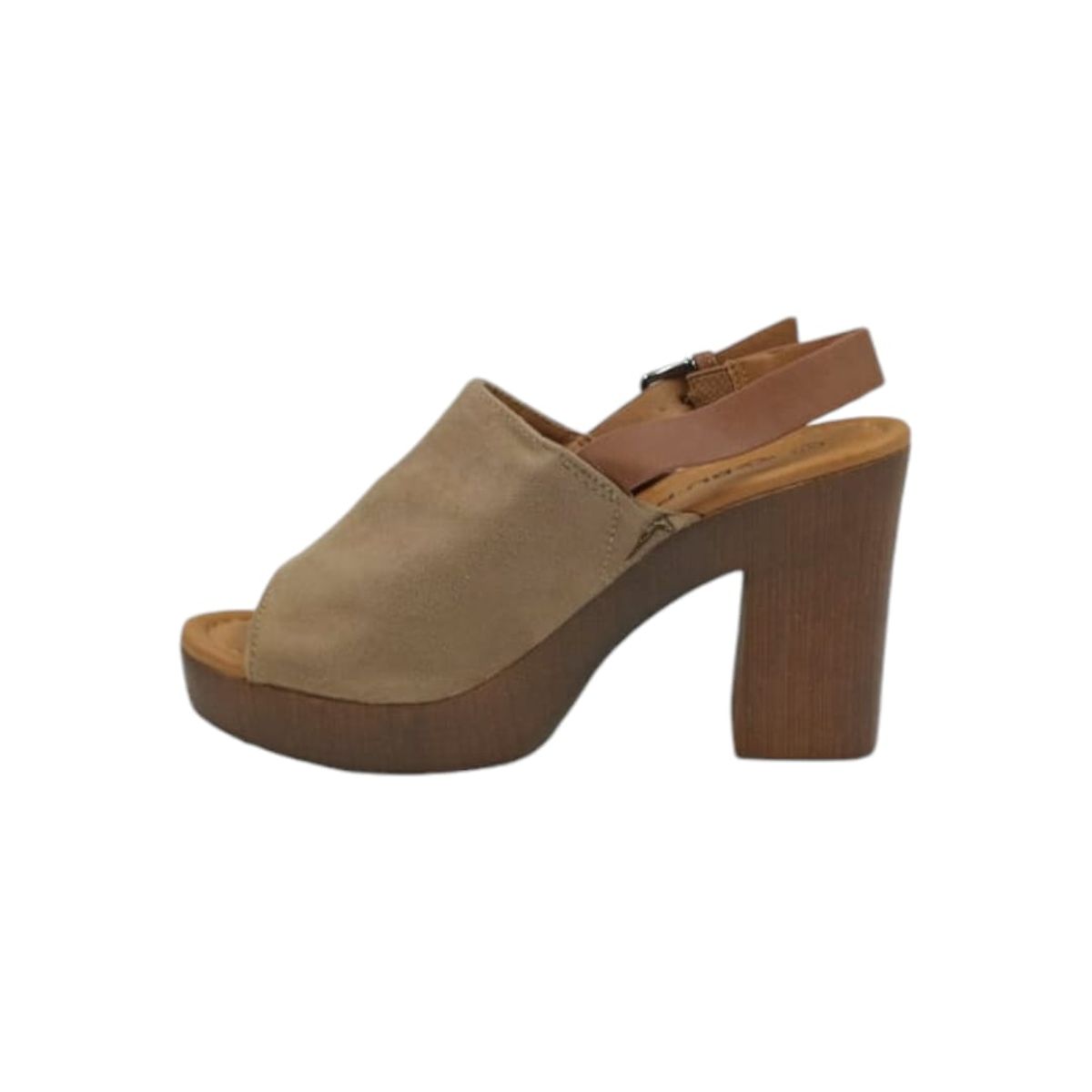HERIEL - Sandalia Khaki Taco Mujer