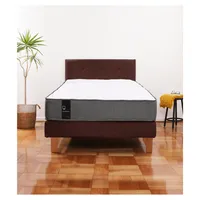 Cama Europea Zen Best 1.5 Plaza Colchon Resortes Base Dividida + Respaldo Tela Café