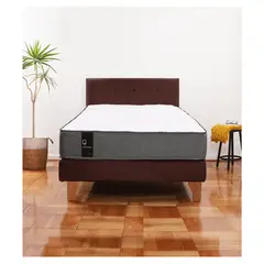 LATAM HOME - Cama Europea Zen Best 1,5 Plaza Tela Velvet Chocolate + Respaldo