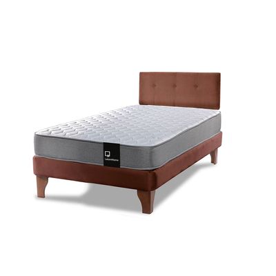 Imagen 2 del producto Cama Europea Zen Best 1.5 Plaza Colchon Resortes Base Dividida + Respaldo Tela Café