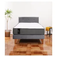 Cama Europea Zen Best 1.5 Plaza Colchon Resortes Base Dividida + Respaldo Tela Gris