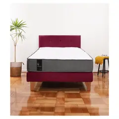 LATAM HOME - Cama Europea Zen Best 1,5 Plaza Tela Velvet Burdeo + Respaldo