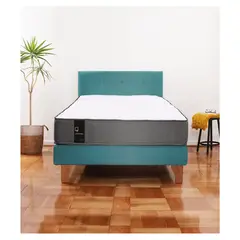 LATAM HOME - Cama Europea Zen Best 1,5 Plaza Tela Velvet Turquesa + Respaldo
