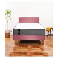 Cama Europea Zen Best 1.5 Plaza Colchon Resortes Base Dividida + Respaldo Tela Palo Rosa