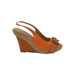 HERIEL - Sandalia Naranja Taco Cuña Mujer