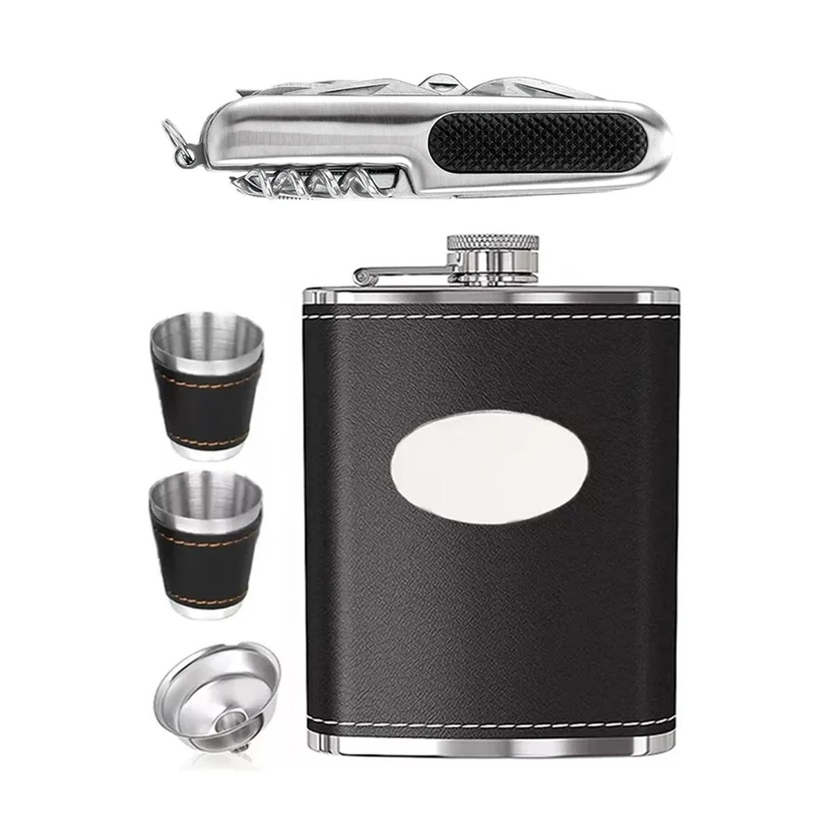GENERICO - Licorera Petaca Wisquera 9oz + Copas + Accesorios