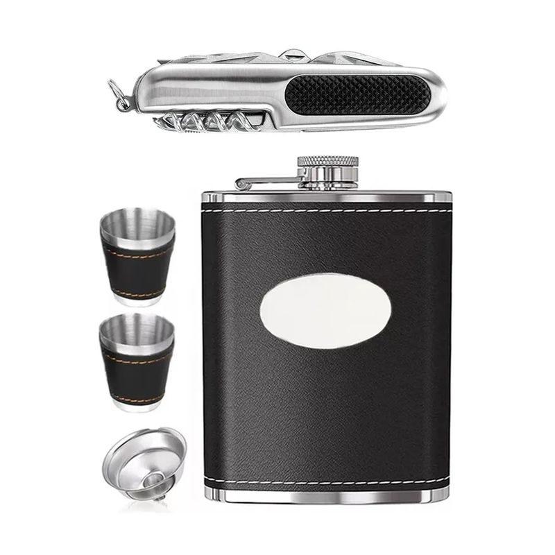 GENERICO - Licorera Petaca Wisquera 9oz + Copas + Accesorios