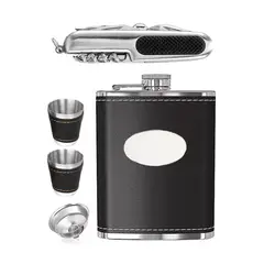 GENERICO - Licorera Petaca Wisquera 9oz + Copas + Accesorios
