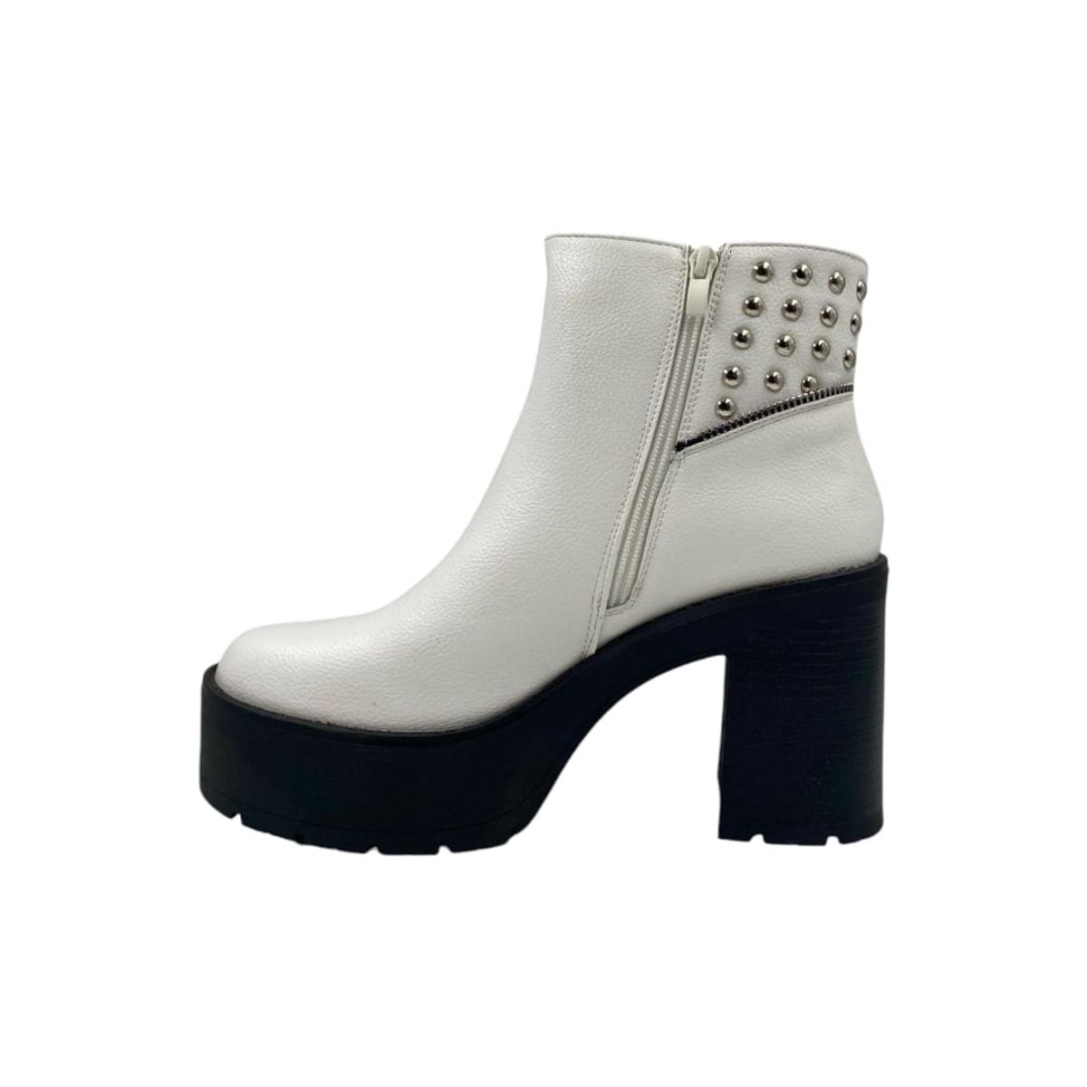 HERIEL - Botín Blanco Plataforma Tachas Mujer