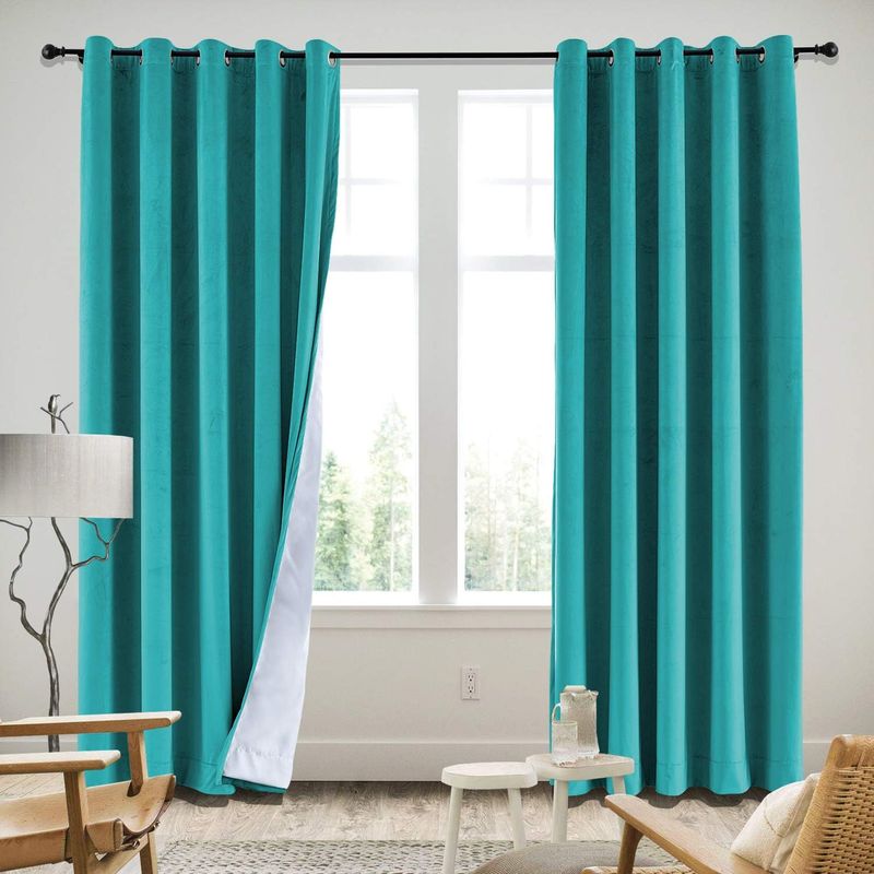 GENERICO - CORTINAS BLACKOUT COLOR TURQUESA ENGOMADA 2 LIENZO 140X230 C/U TF.