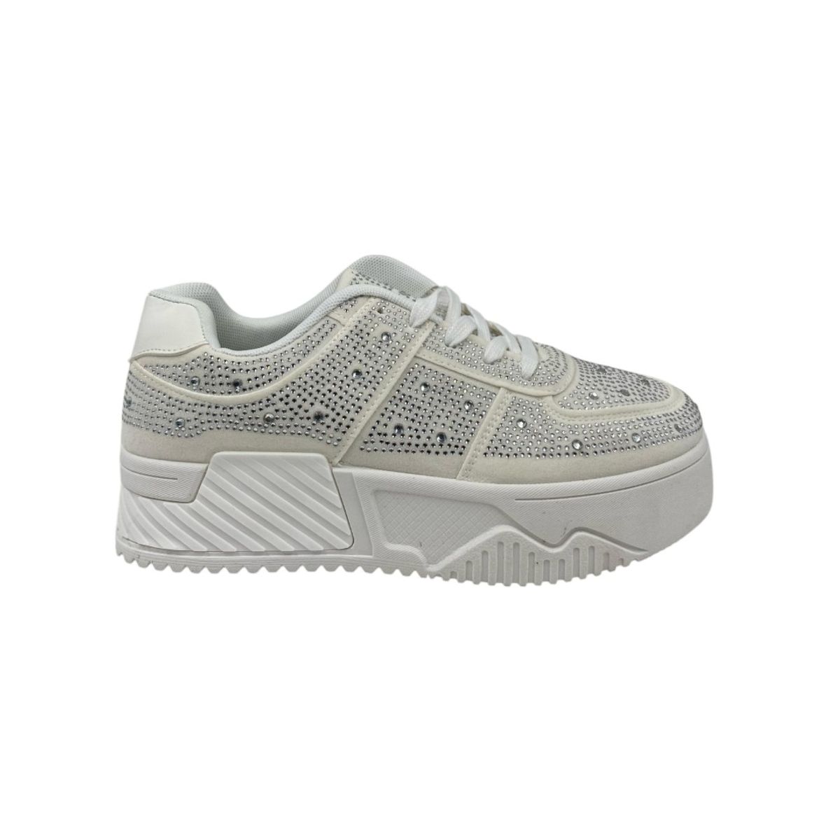 HERIEL - Zapatilla Blanca Brillos Mujer