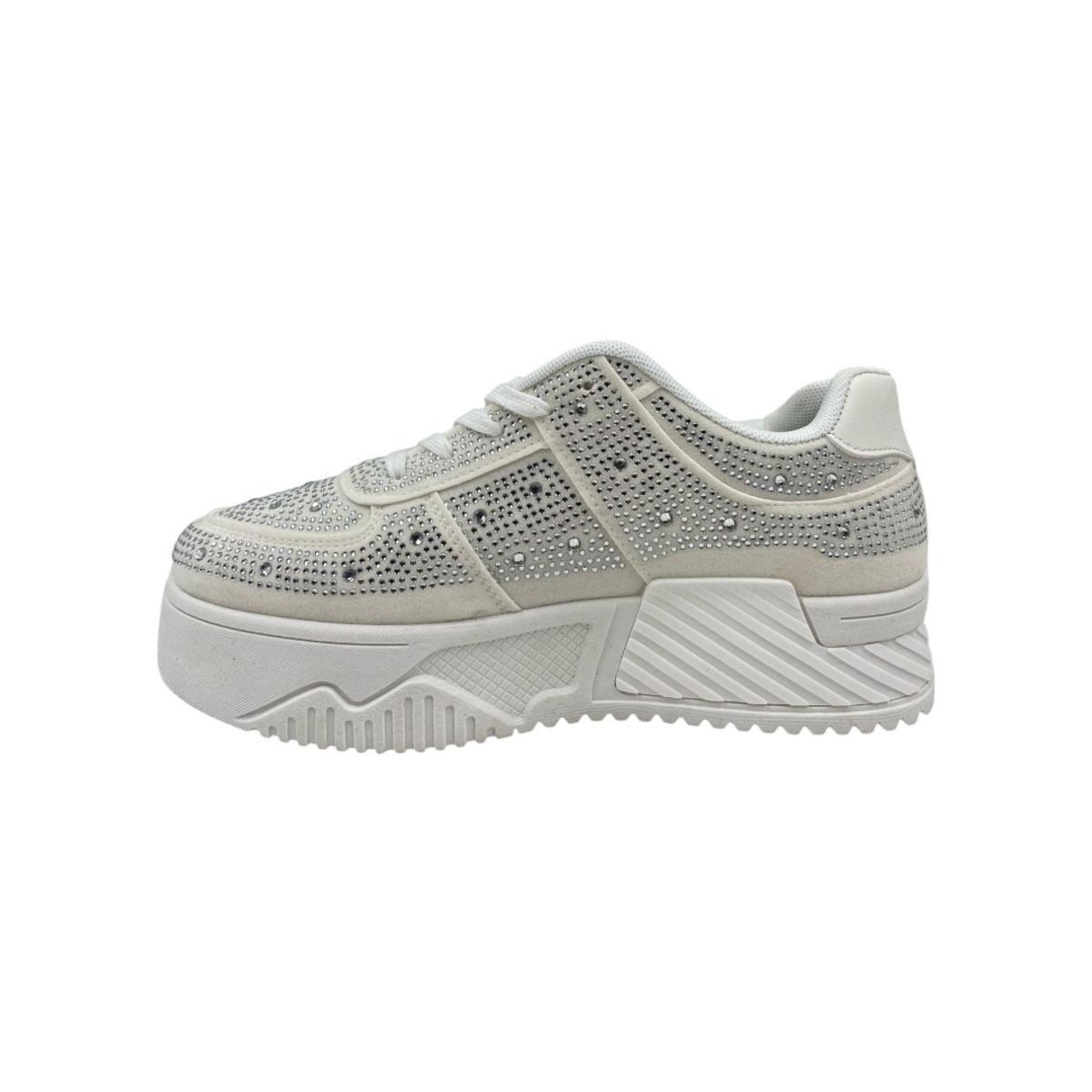 HERIEL - Zapatilla Blanca Brillos Mujer