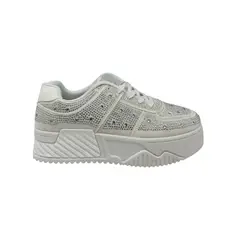 HERIEL - Zapatilla Blanca Brillos Mujer.