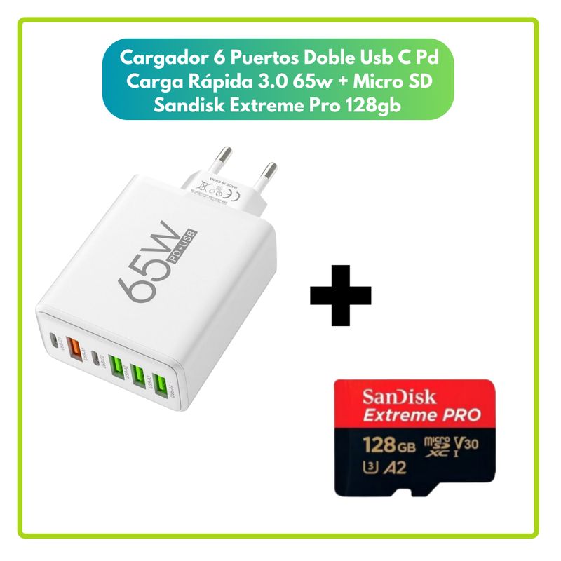 SANDISK - Micro SD SanDisk Extreme PRO 128 GB + CARGADOR