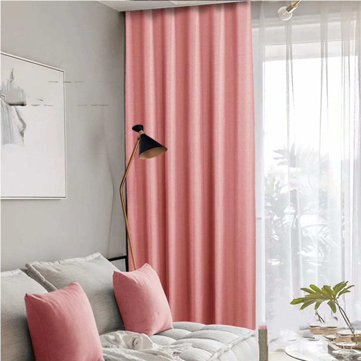 GENERICO - CORTINAS BLACKOUT COLOR ROSADO ENGOMADA 2 LIENZO 140X230 C/U TF