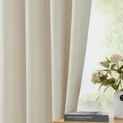 GENERICO - CORTINAS BLACKOUT COLOR BEIGE ENGOMADA 2 LIENZO 140X230 C/U TF
