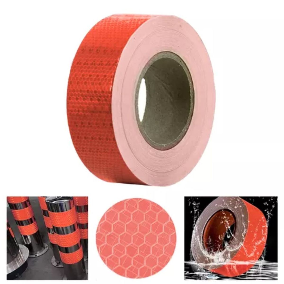 GENERICO - Cinta Reflectante Seguridad Roja Fluorescente 5cm X 25mts