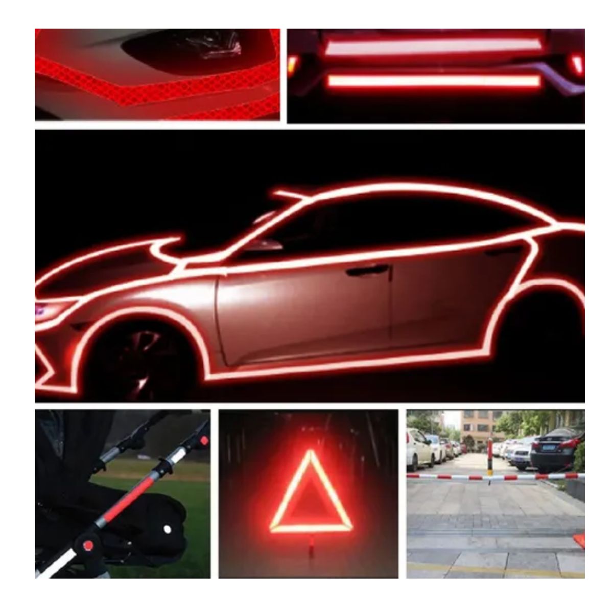 GENERICO - Cinta Reflectante Seguridad Roja Fluorescente 5cm X 25mts