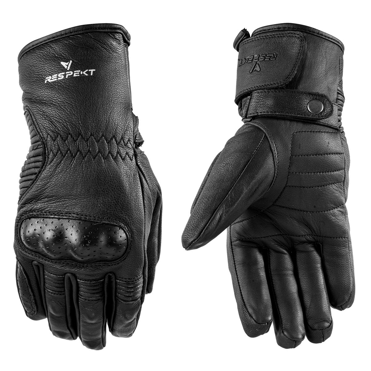 RESPEKT - Guante de cuero para moto térmico impermeable Negro RESPEKT