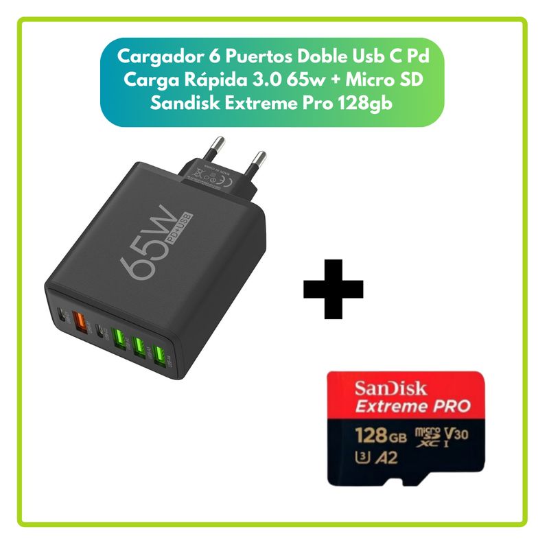 SANDISK - Micro SD SanDisk Extreme PRO 128 GB + CARGADOR