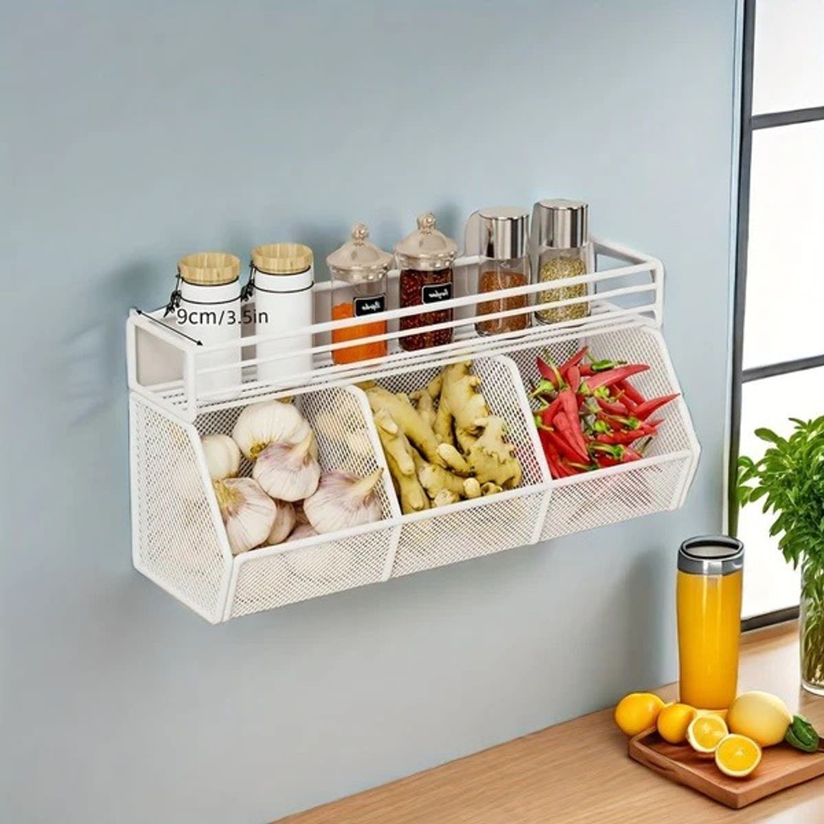 GENERICO - ORGANIZADOR TRIPLE PARA COCINA COLOR BLANCO METAL WYM
