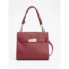 TOMMY HILFIGER - Cartera Satchel Heritage Burdeo