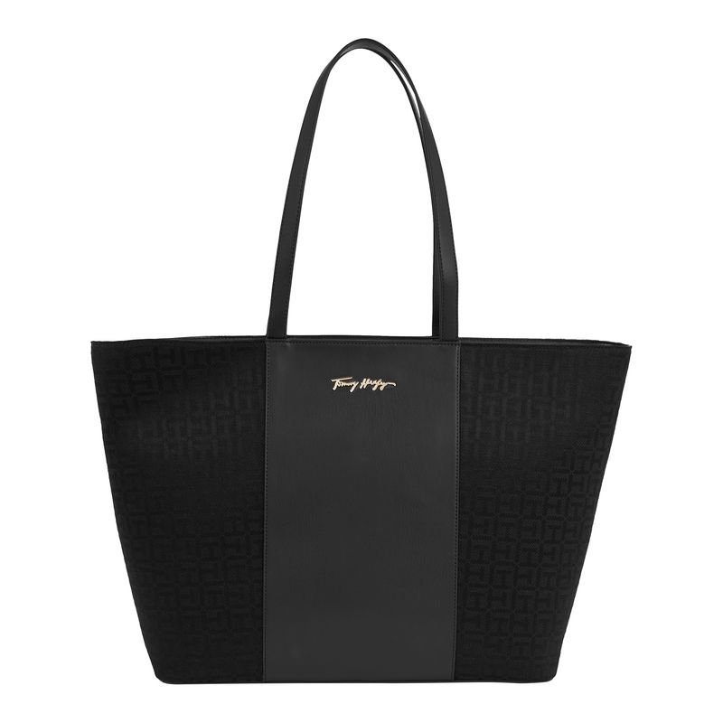 TOMMY HILFIGER - Tote Feminine Jacquard Logo Negro Tommy Hilfiger