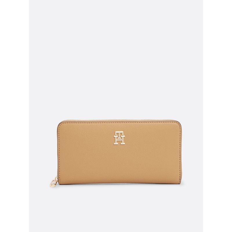 TOMMY HILFIGER - Billetera Soft Con Cierre Beige Tommy Hilfiger