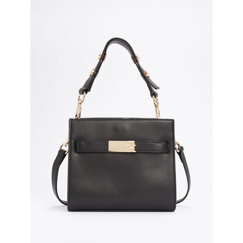 TOMMY HILFIGER - Cartera Satchel Heritage Negro Tommy Hilfiger