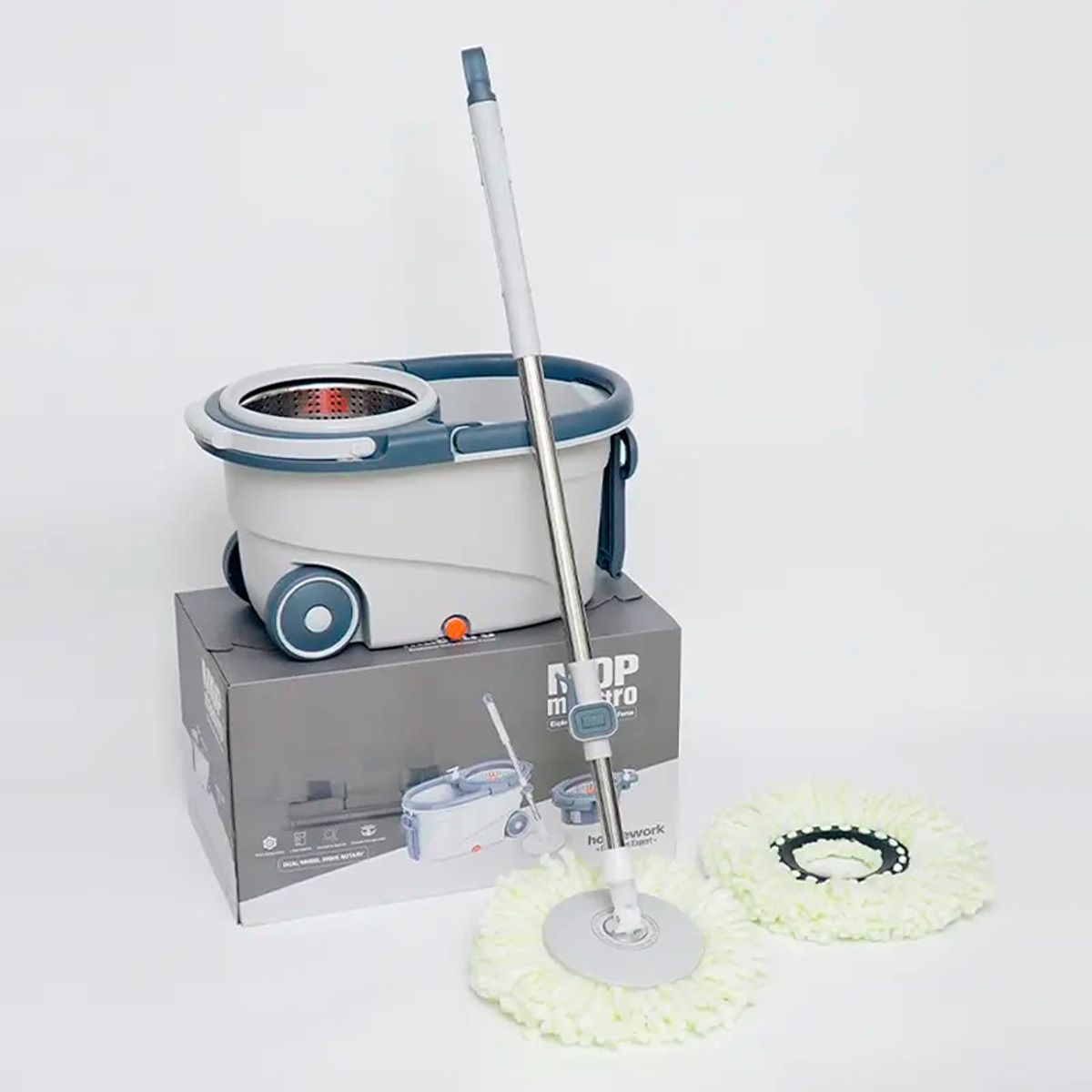 GENERICO - Mopa Trapeador Giratorio 360 Acero Inoxidable Blanco