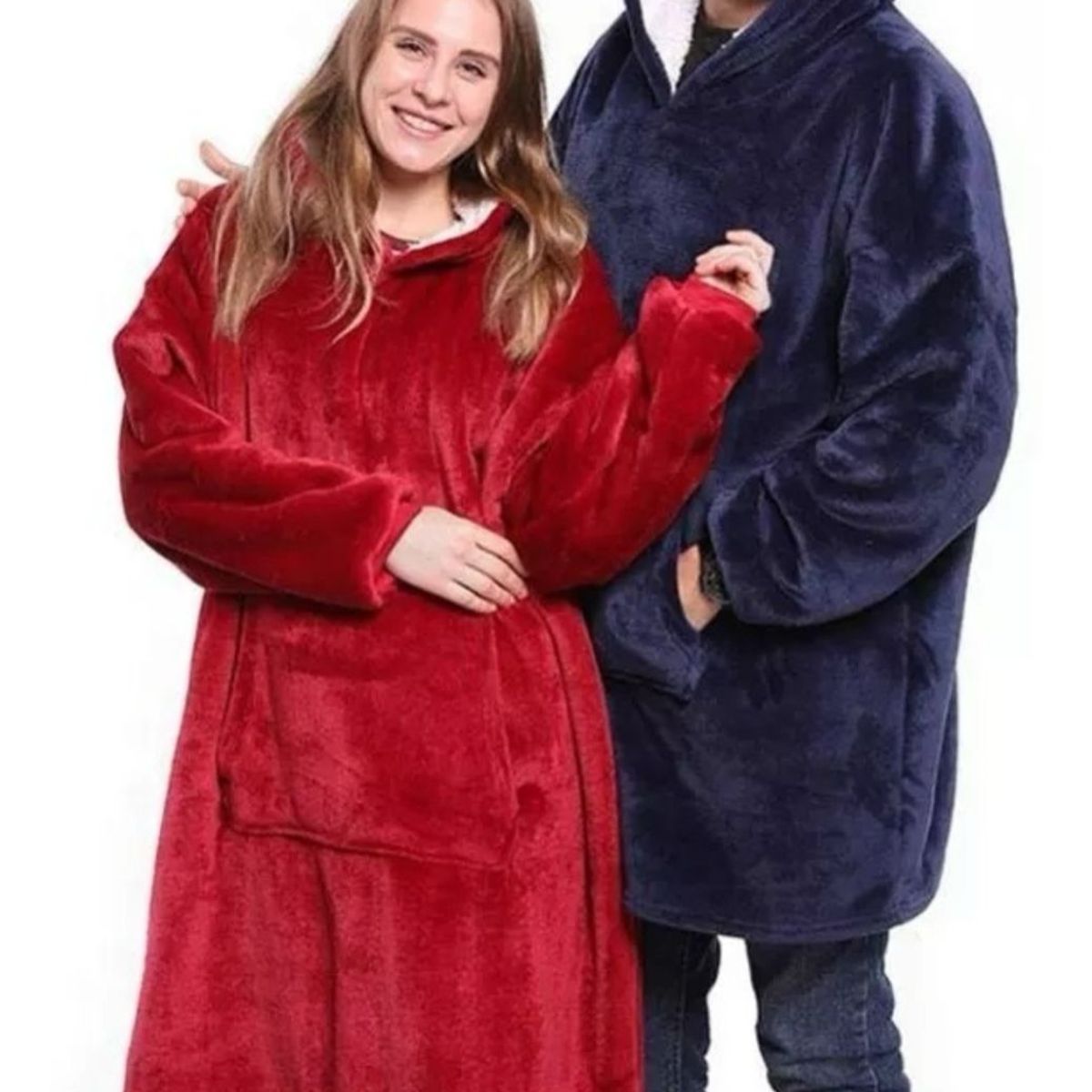 GENERICO - Polerones Felpa Con Capucha Manta Polar Frazada Chiporro Rojo