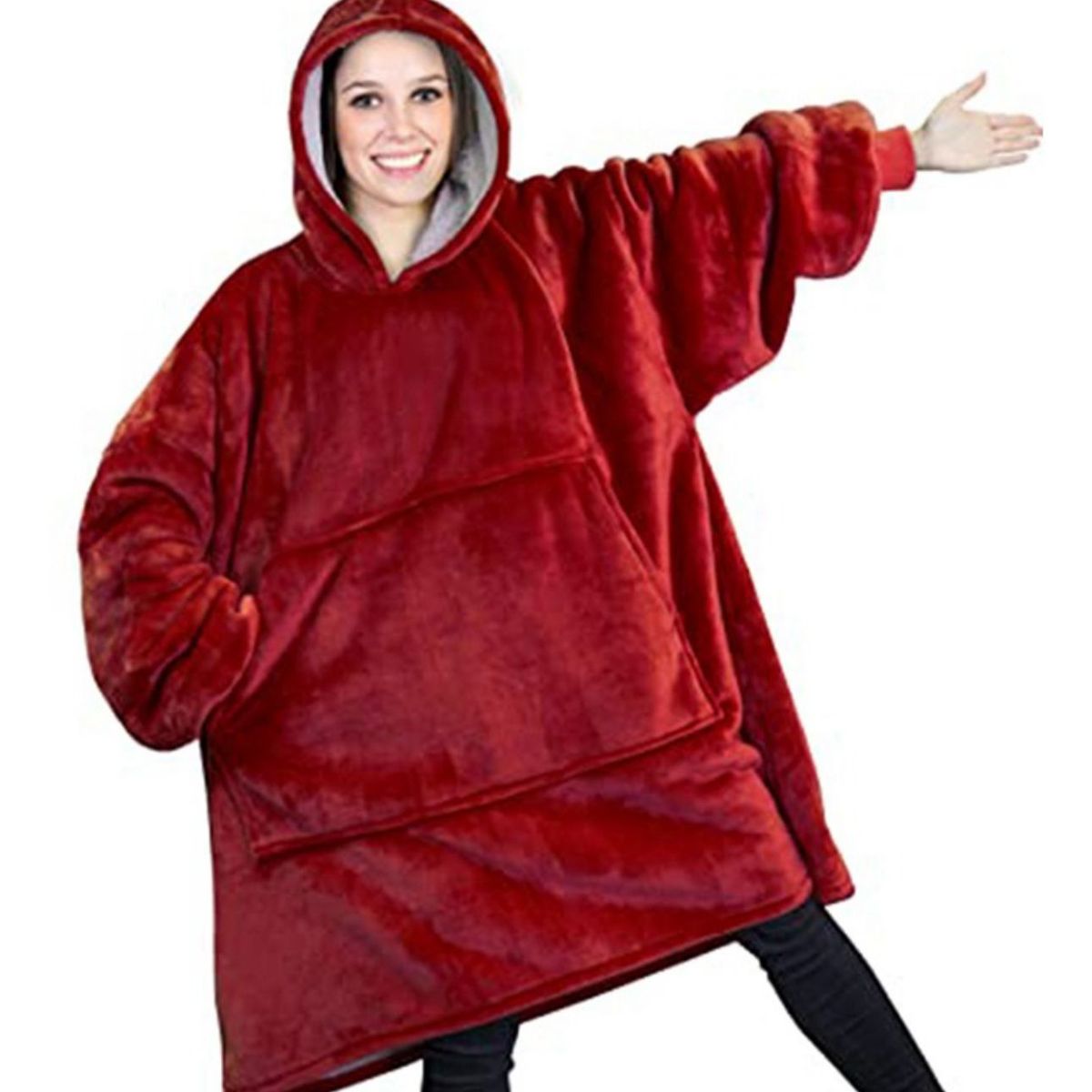 GENERICO - Polerones Felpa Con Capucha Manta Polar Frazada Chiporro Rojo