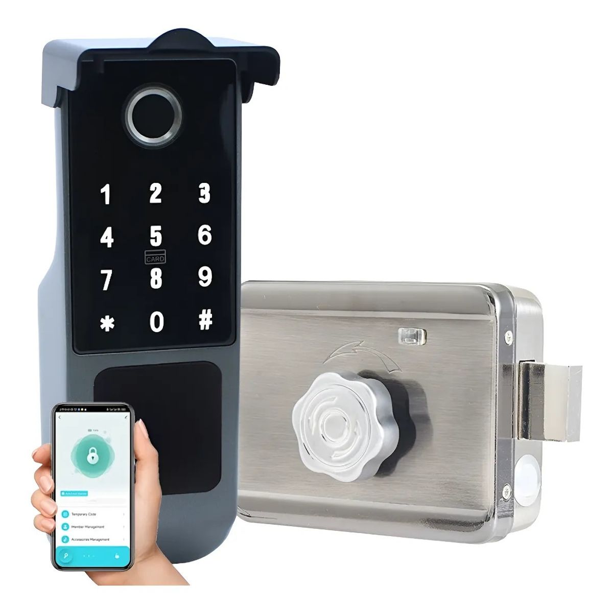 MUNDO MAGIA - Chapa Cerradura Inteligente Negro Electrónica Exterior Tuya