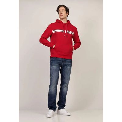 Imagen 2 del producto Polerón Hoodie Con Logo Central De Rayas Rojo