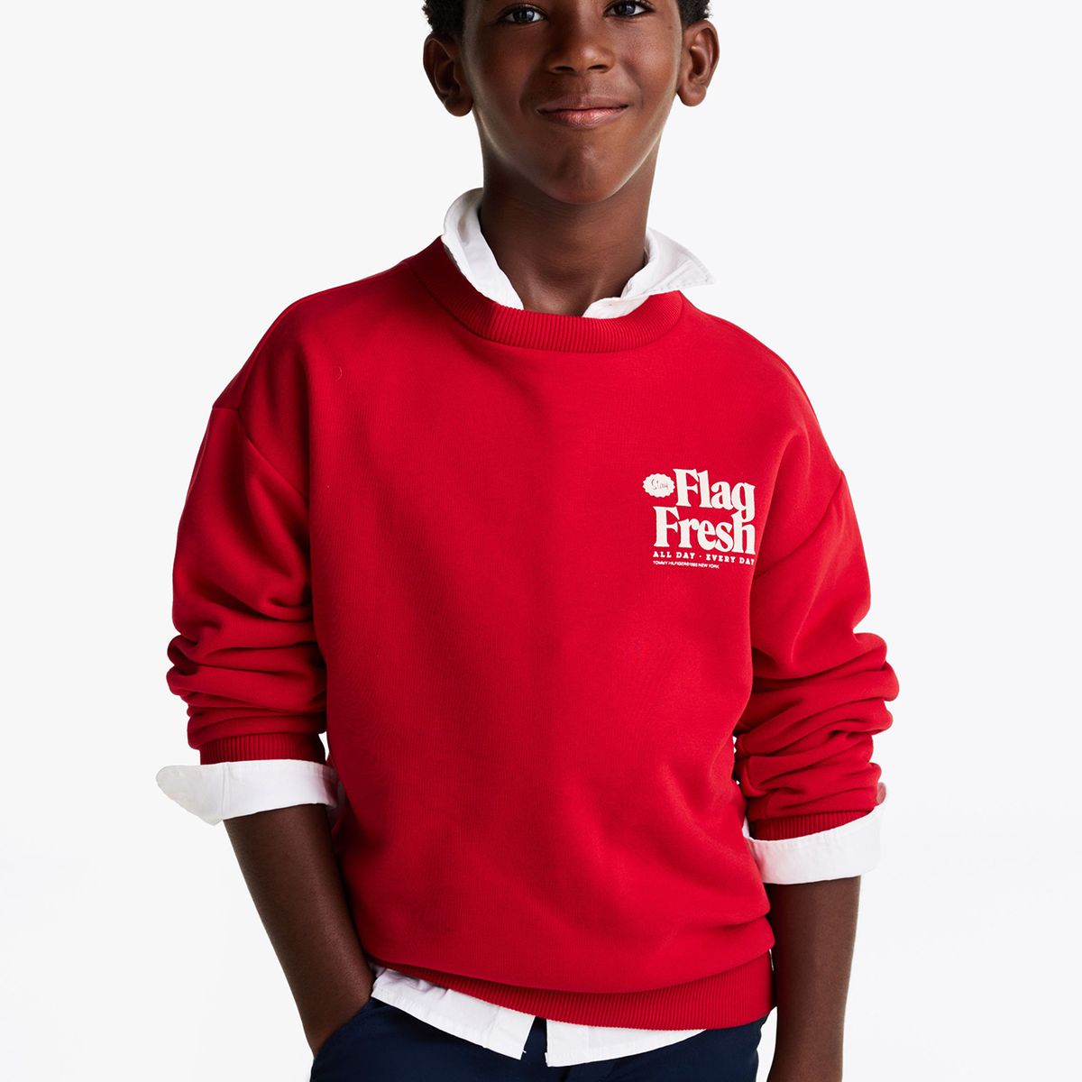 TOMMY HILFIGER - Polerón Fun Flag Logo Rojo Tommy Hilfiger