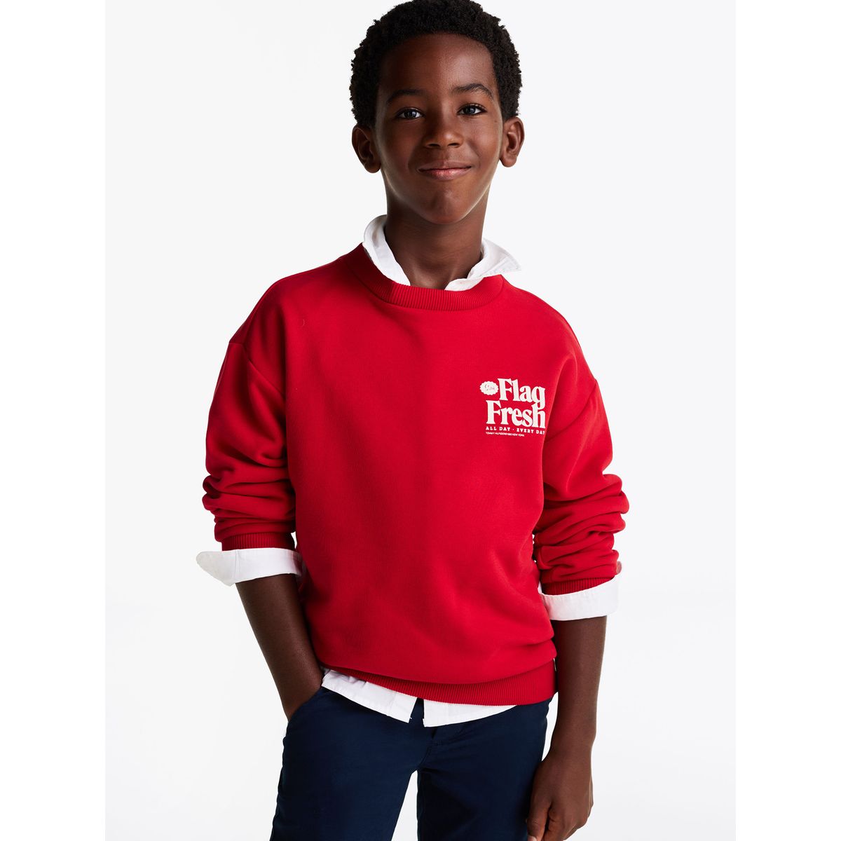 TOMMY HILFIGER - Polerón Fun Flag Logo Rojo Tommy Hilfiger