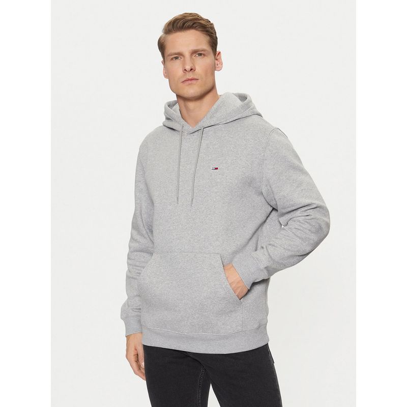 TOMMY HILFIGER - Polerón Hoodie Solid Con Logo Gris Tommy Jeans
