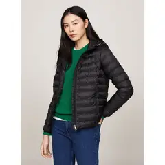 TOMMY HILFIGER - Parka Acolchada Con Logo Bordado Negro