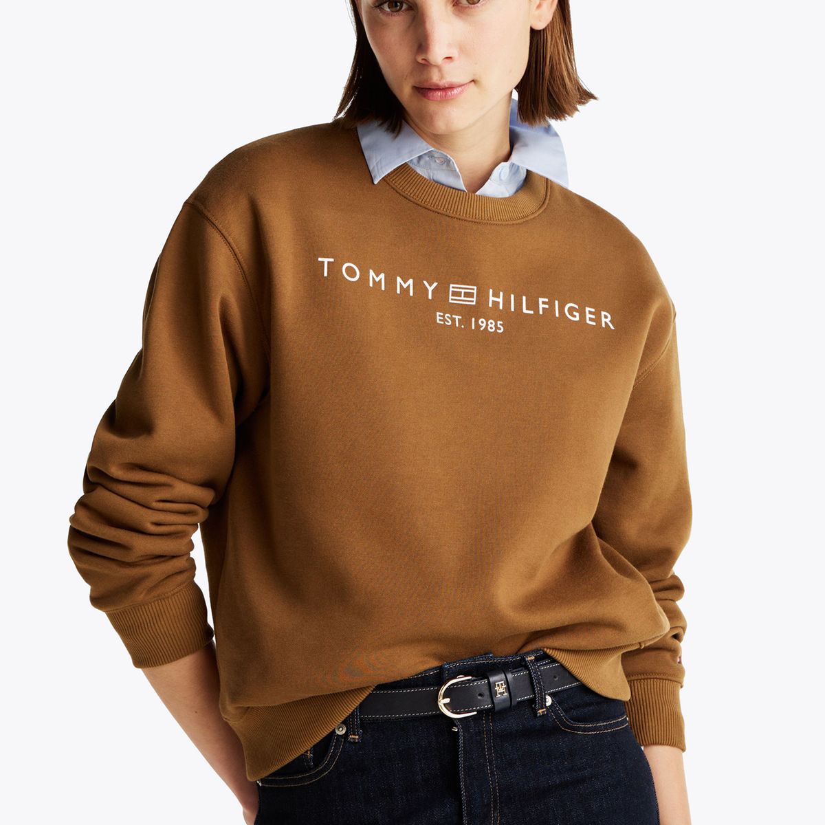 TOMMY HILFIGER - Polerón Modern Con Logo Café Tommy Hilfiger