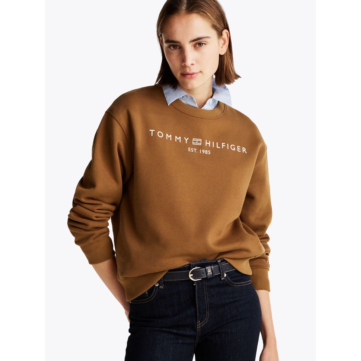 TOMMY HILFIGER - Polerón Modern Con Logo Café Tommy Hilfiger