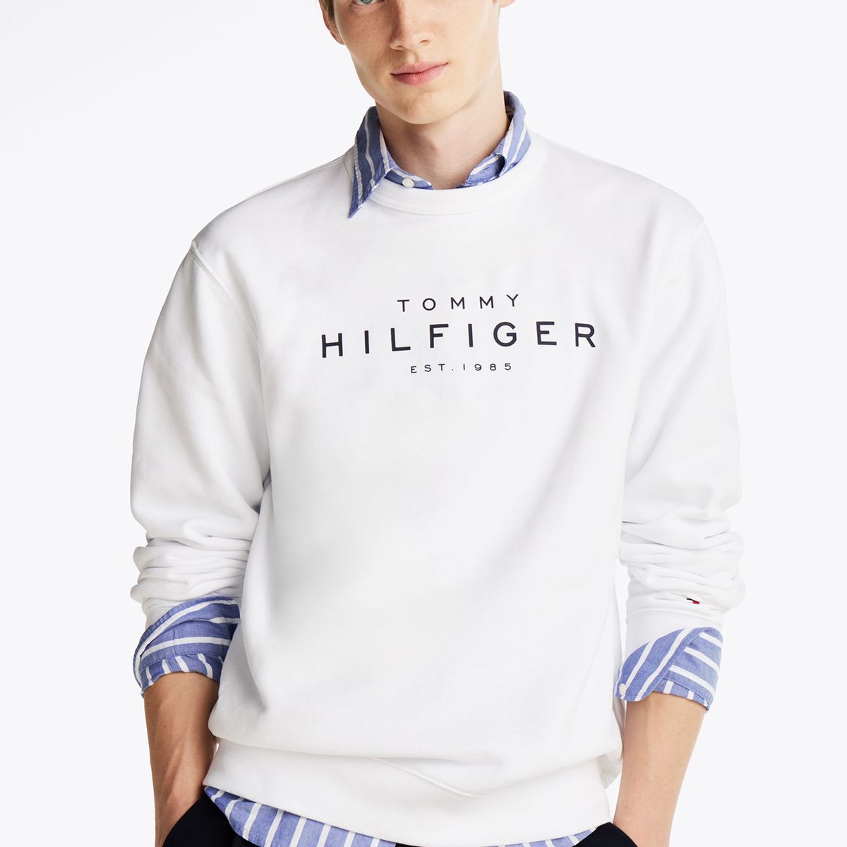 TOMMY HILFIGER - Polerón Solid Con Logo Blanco Tommy Hilfiger