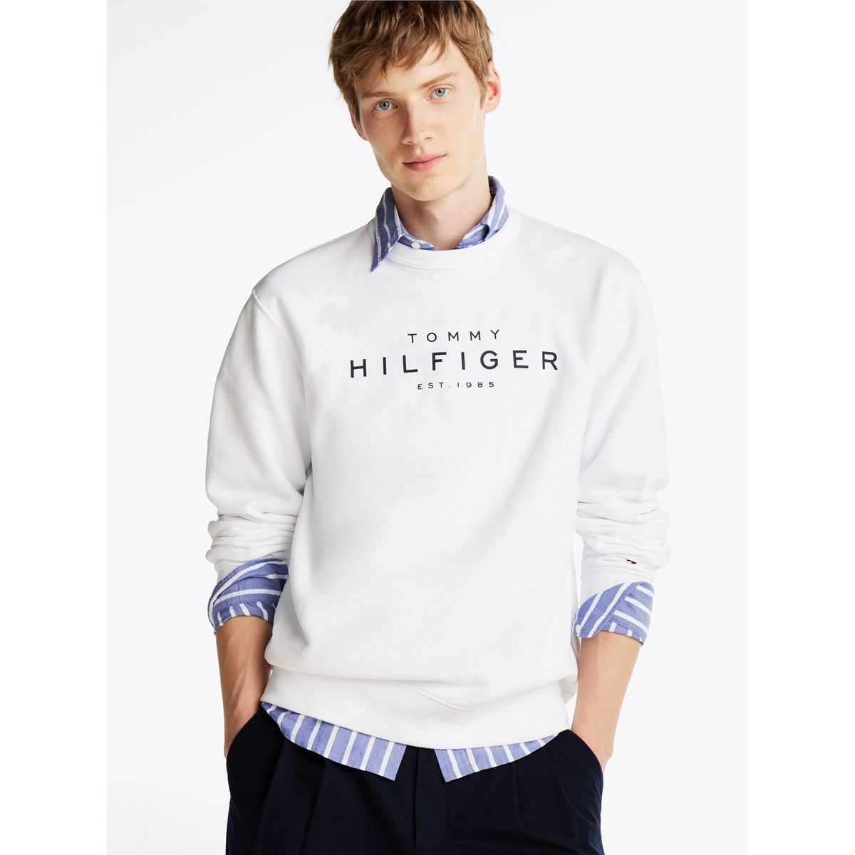TOMMY HILFIGER - Polerón Solid Con Logo Blanco Tommy Hilfiger