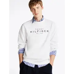 TOMMY HILFIGER - Polerón Solid Con Logo Blanco