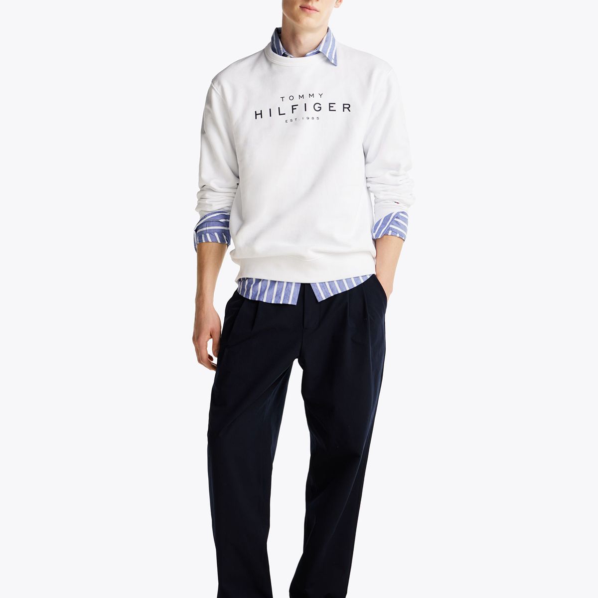 TOMMY HILFIGER - Polerón Solid Con Logo Blanco Tommy Hilfiger